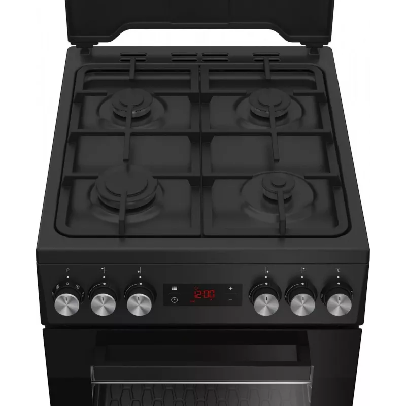 Freestanding cooker BEKO FSM52331DBDS, gas hob 4 burners (2900/2000/2000/1000 W), electric oven 60 L, 60 cm, energy class A, black