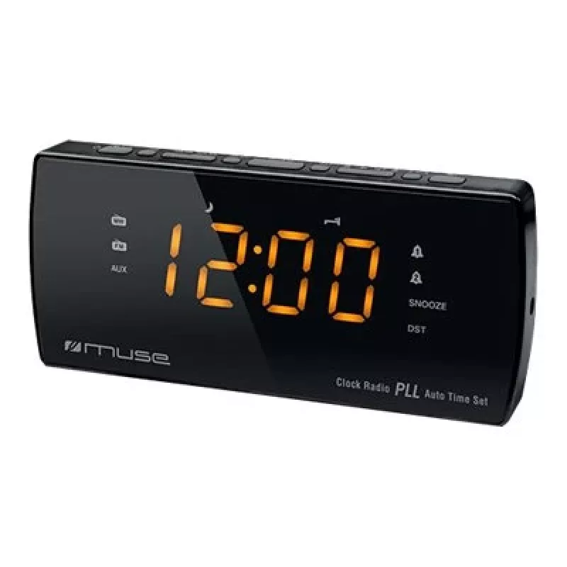 Clock radio Muse M-185 CR — FM/MW, 0.9 inch LED display, AC 230V with AAA battery backup, black
