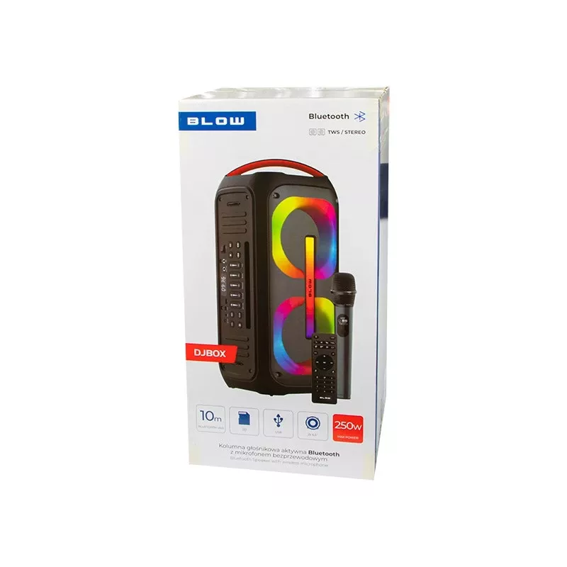 Portable mono Bluetooth speaker BLOW 30-392# — 6,000 mAh battery, 6.5 W RMS, Bluetooth 5.0, MicroSD, AUX, Micro-USB, 2 speakers, black