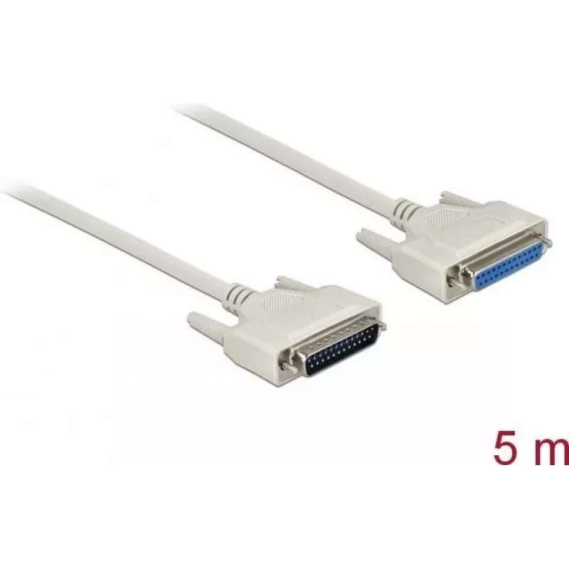 Serial cable DELOCK 83214 — D-Sub 25 pin to D-Sub 25 pin, beige, 5 m