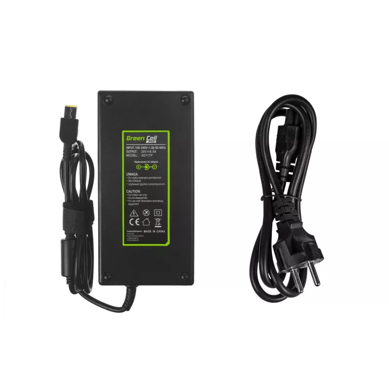 Power adapter Green Cell AD117P 170W 20V 8.5A for Lenovo laptops, indoor AC-to-DC, black