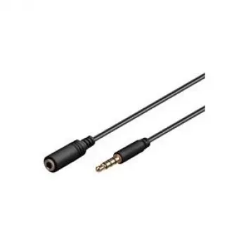 Wentronic Goobay 3,5mm-jack-Extension Cable, Black, 1 m - jack 3,5 mm-Plug (4-Pin, Stereo) > jack 3,5 mm-Socket (4-Pin, Stereo) (62477)