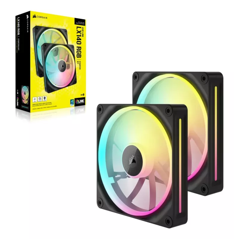 CORSAIR iCUE Link LX140 ARGB 140mm Case Fans - 2 Pack, Black