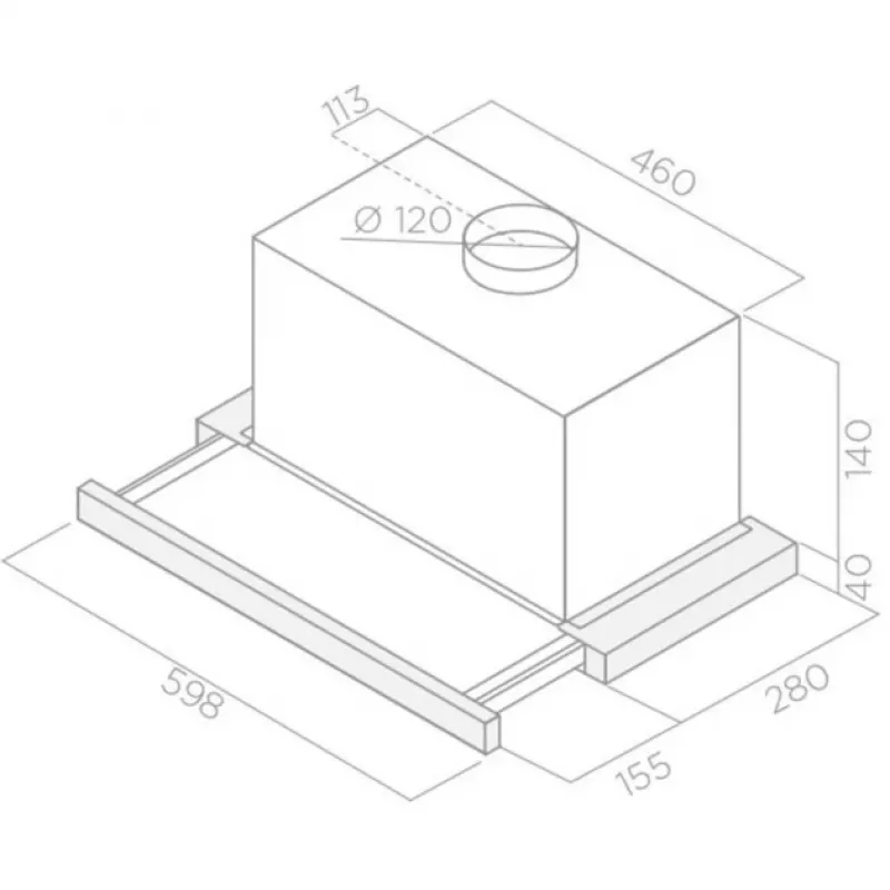 Undercounter hood Respekta CH4138IX, Charcoal filter, Noise level 55dB