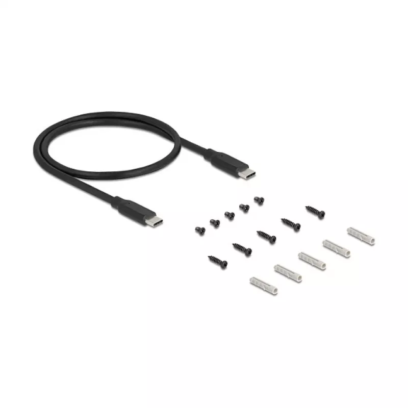 USB hub DELOCK 3-port 5 Gbps with RJ45 Gigabit PoE++ and USB Type-C host, metal case, 1.5 kV isolation, black