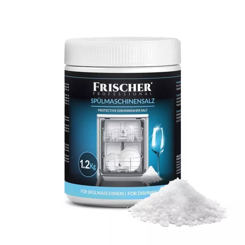 Dishwasher salt FRISCHER FR00101_1200, 1.2 kg, water softening salt in plastic jar
