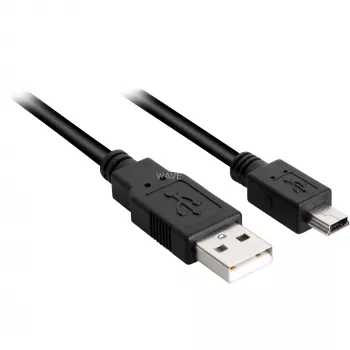 USB 2.0 Cable, USB-A Connector > Mini-USB Connector (black, 0.5 meter, double shielded)
