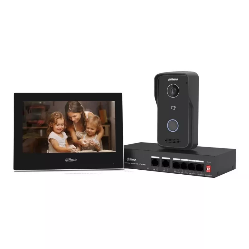 Video door entry kit DAHUA KTP03 7-inch monitor, 2-wire connection, PoE, 1024x600, 2MP camera