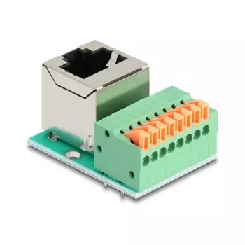 DeLOCK 90653 cable gender changer RJ45 8 pin terminal block Green Silver