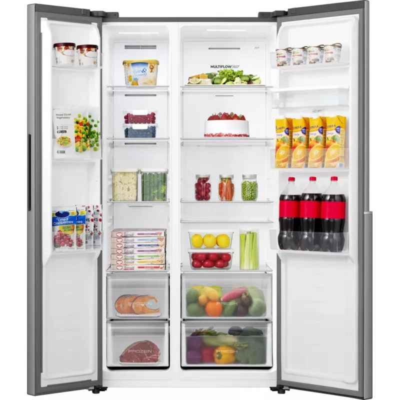 Gorenje HZF55082 NRS917E41XWD G400, Freestanding, American door, Grey, 2 door(s), Touch, LED