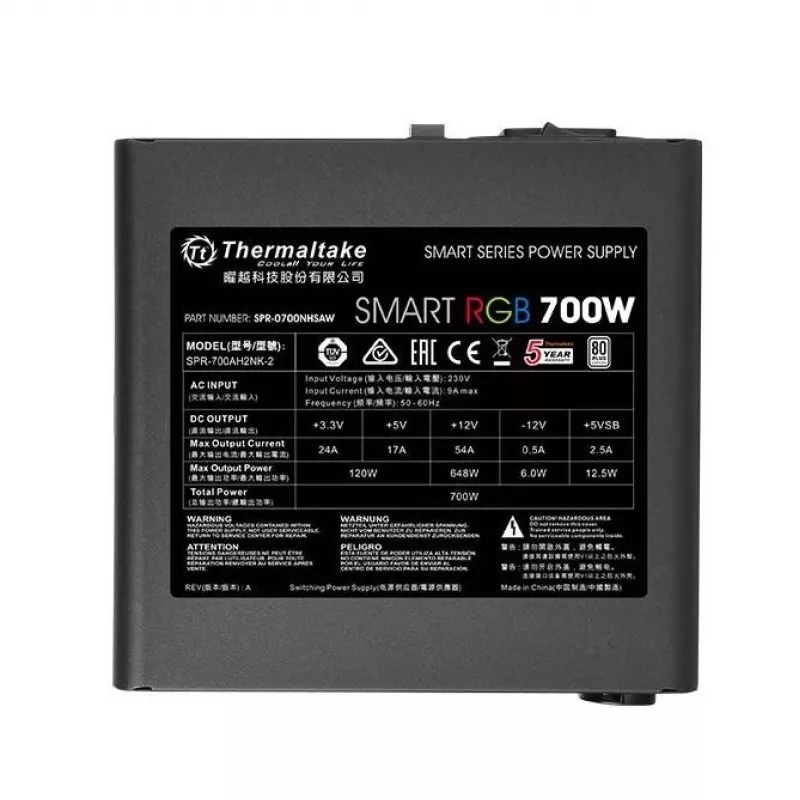 Power Supply Smart 700W RGB, 80PLUS, 230V EU, 2xPEG, 120mm, Single Rail