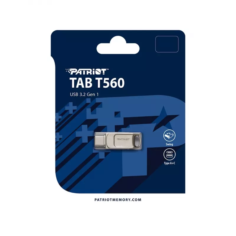 USB flash drive PATRIOT PS128GT560DS5D 128GB USB 3.2 (USB-A / USB-C) swivel zinc alloy silver
