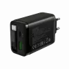 Charger CANYON OnCharge 65RC with built-in USB-C cable, 65W, 1x PD, 1x QC, EU plug, Black