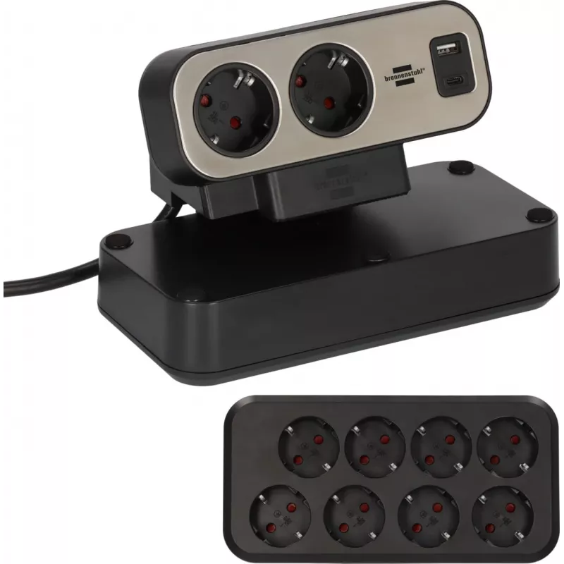 Power Extension Brennenstuhl 1153580200 2m 10 AC Outlets Indoor Black Silver