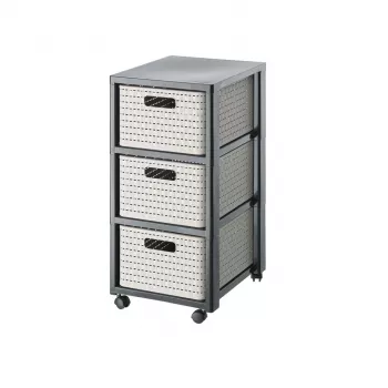 Storage unit Rotho Country 3-drawer cappuccino/anthracite, technopolymer, 712×325×375 mm