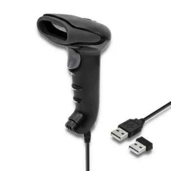 Handheld barcode reader QOLTEC 50868 — 1D/2D laser scanner, USB wired & wireless, working distance 600 mm, black
