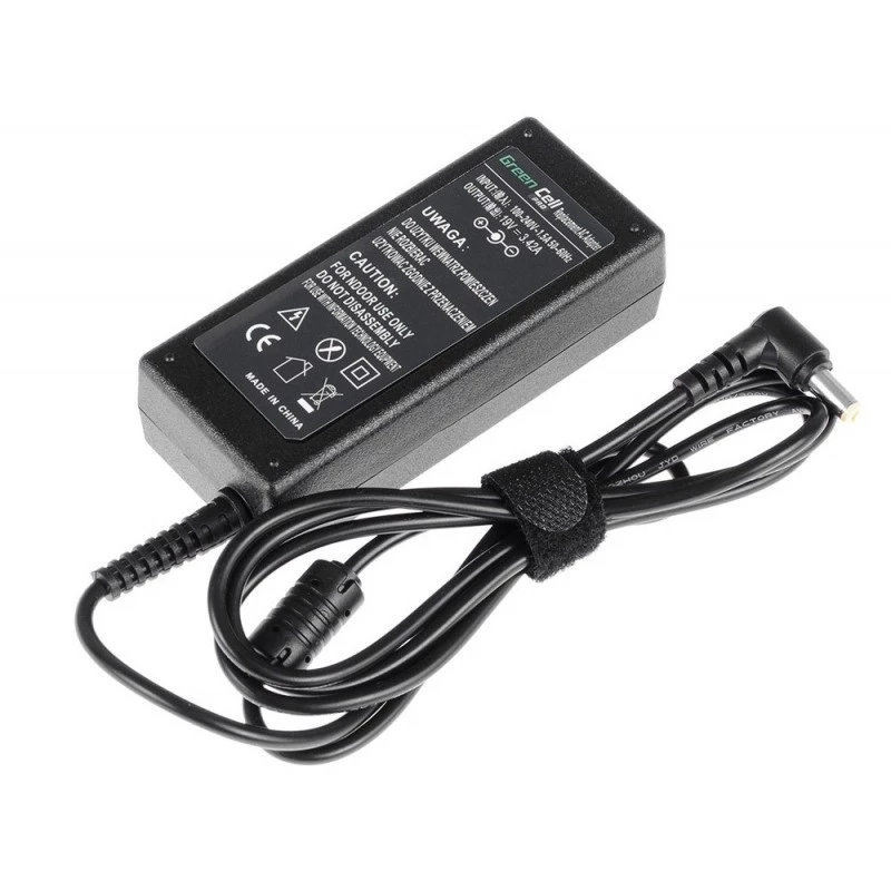 Power adapter Green Cell AD01P — 60 W, 19 V 3.42 A, indoor laptop supply, black