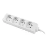 Power strip 1.5m, white, 4 sockets, cable made of solid copper