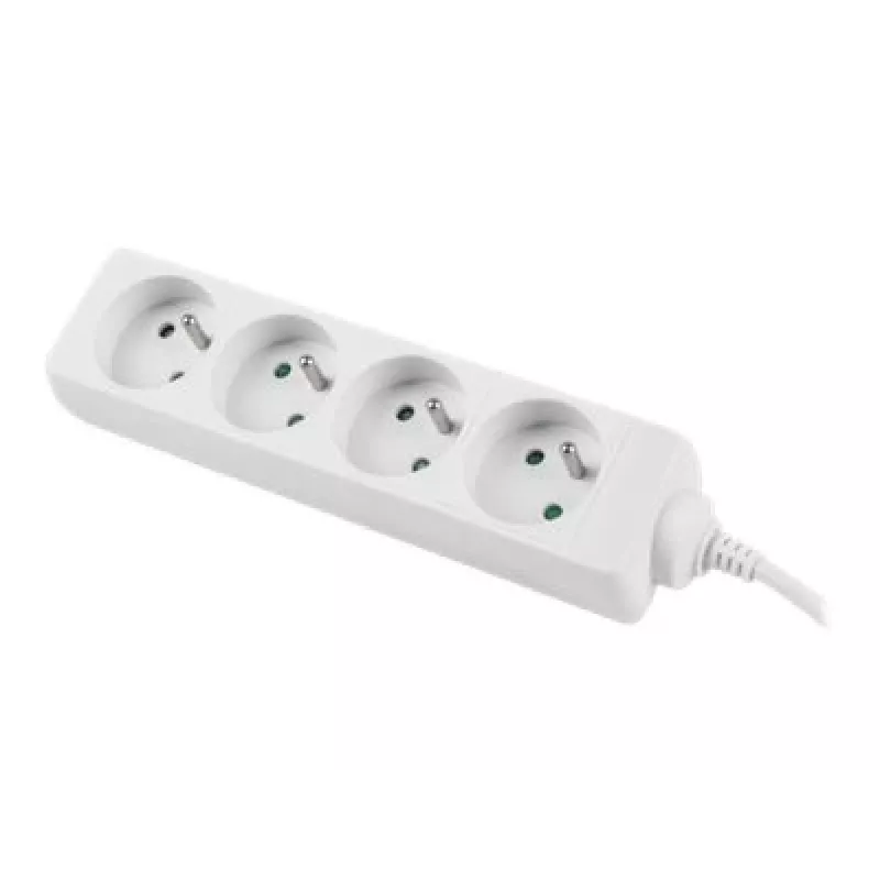 Power strip 1.5m, white, 4 sockets, cable made of solid copper