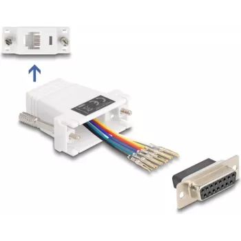 DELOCK cable gender changer D-Sub 15 to RJ12 white, model 67088