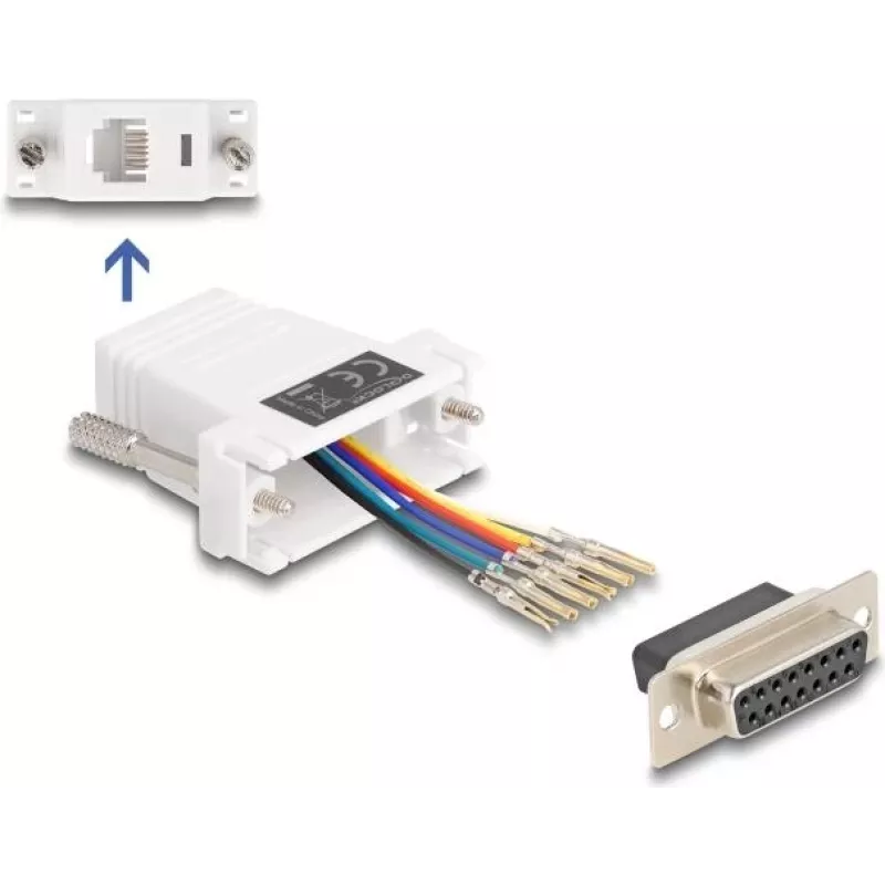 DELOCK cable gender changer D-Sub 15 to RJ12 white, model 67088