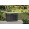 Outdoor storage box Keter Kentwood 190L — 190 litres, graphite, flap door, 823×457×577 mm