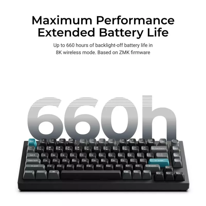 Mechanical Keyboard Keychron Q1 Ultra 8K — 75% layout, USB + RF Wireless + Bluetooth, RGB, Black