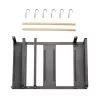 MACLEAN MC-910 Magnetic Kitchen Shelf Organizer with Towel Bar and 5 Hooks, Black, 5 kg Load Capacity
