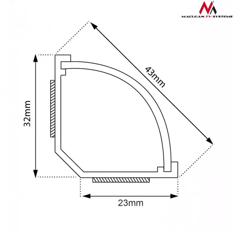 Cable flex tube MACLEAN MCTV-575 for floor, white, 1.5 m, width 43 mm, height 2.3–3.2 cm
