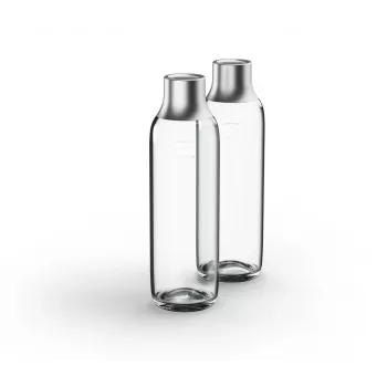 Carbonating bottle BRITA 118426 – 1 L glass bottle with stainless steel cap, 287 mm height, pack of 2