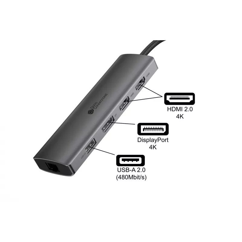 Alcasa HUB-C001A interface hub USB Type-C 5000 Mbit/s Anthracite