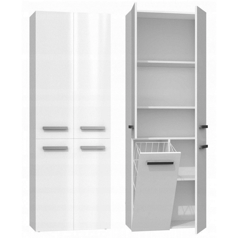 Topeshop NEL 1K DD white gloss bathroom storage cabinet White