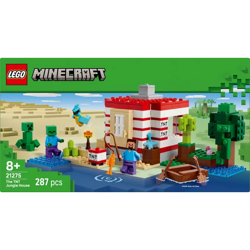 Construction toy LEGO Minecraft set 21275 TNT Jungle House, 287 pieces, 2 minifigures, age 8+