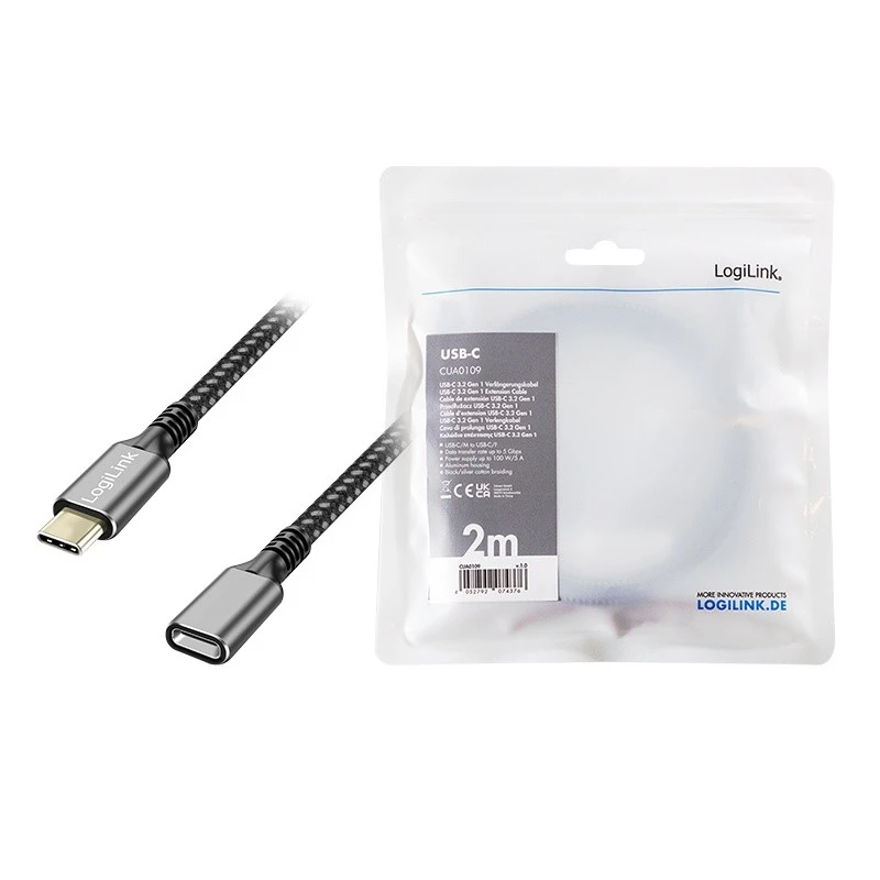 USB 3.2 Gen1 Type-C to USB-C/F, PD, 2m