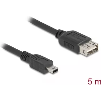 DeLOCK USB Cable USB 2.0 5m Mini-USB B USB A Black