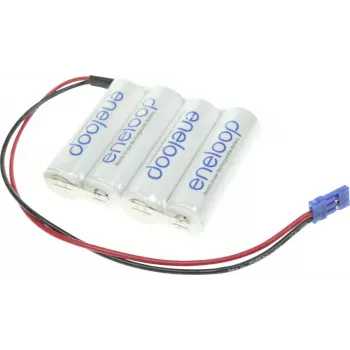 Panasonic battery pack 4 Mignon (AA) Cable, Plug NiMH eneloop Reihe F1x4 Graupner 4.8 V 1900 mAh (124006)