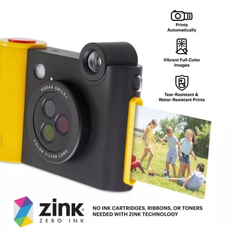 Instant print camera Kodak SMILE+ 2x3 Black — portable instant photo camera with 2×3 prints