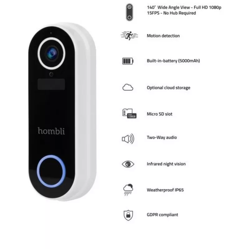 Hombli smarte Türklingel 2 (weiß) + Gong