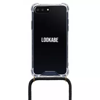 Phone necklace case Lookabe for iPhone 7/8 Plus — gold chain, black pouch