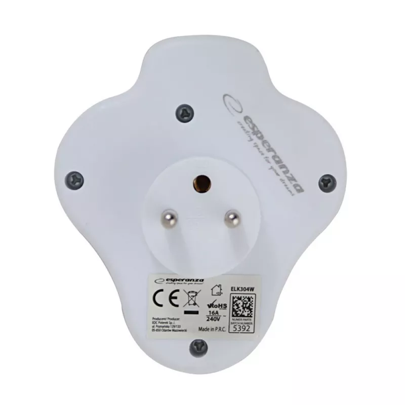 Esperanza ELK304W electrical splitter, 3 sockets with switch, white