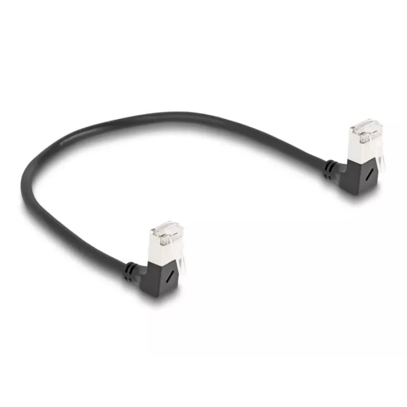 DeLOCK RJ45 Network Cable Cat.6A S/FTP Slim 90° downwards 0.25 m black