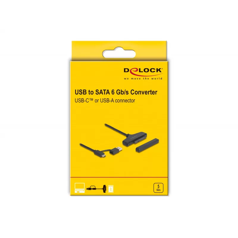 DeLOCK USB to SATA Converter 6 Gb/s USB Type-C Type-A 0.3m