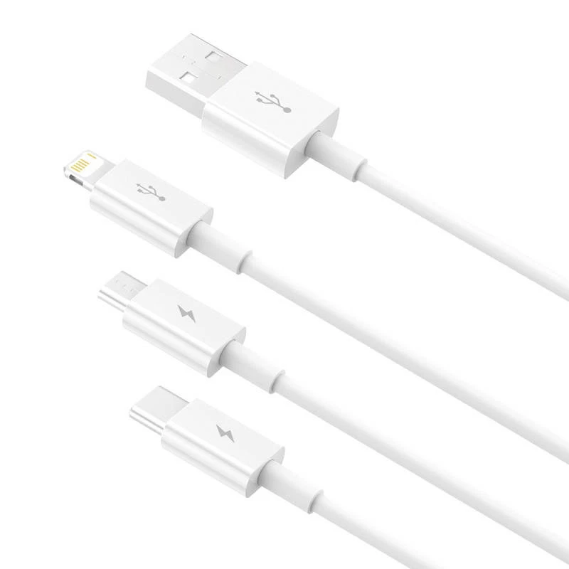 USB cable Baseus SUP0003529 — USB 3.2 Gen 1 (3.1 Gen 1), 1 m, USB-A to USB-C / Micro USB-A / Lightning, White