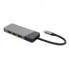 USB Type-C hub Green Cell HUBGC01 — 7 ports: 3×USB-A 3.2 Gen 1, 1×USB-C 3.2 Gen 1, HDMI, microSD+SD card reader — Silver