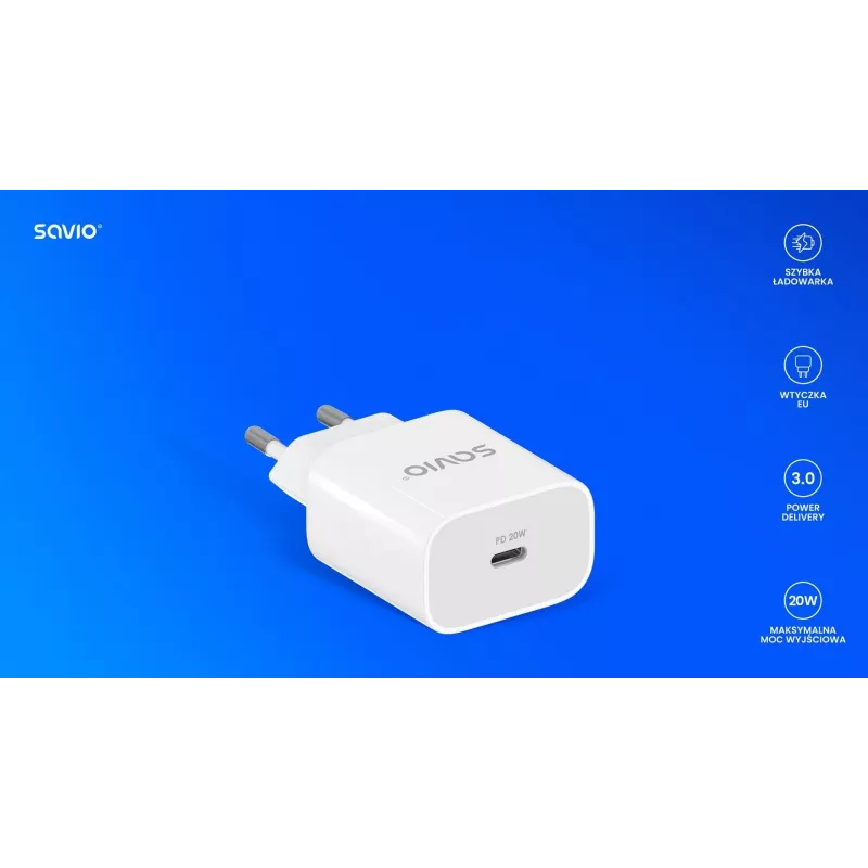 Wall Charger 20W LA-09 USB-c Qc, Pd 3.0 Savio SAVLA-09