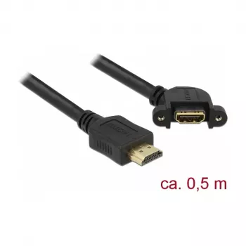 HDMI Cable DeLOCK 85467 0.5m Type A Male to Female Black