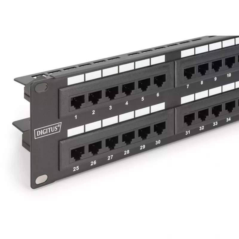 DIGITUS - Patch Panel - RJ-45 X 48 - Grey, RAL 7035 - 2U - 48 Ports (DN-91648U)