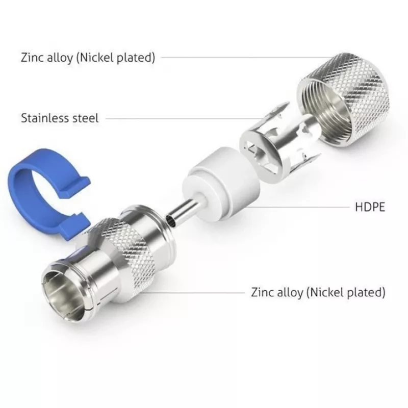 Easy-Installation IEC/Koax-Socket (Silver/Blue, 6,5 - 8,0 mm)