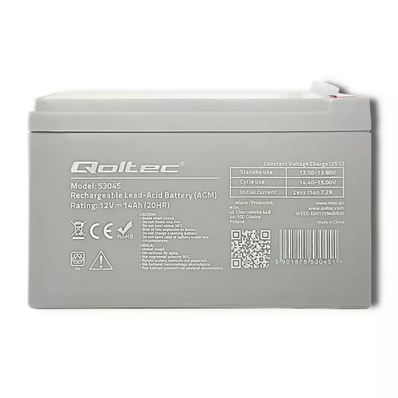 Qoltec 53045 AGM battery 12V 14Ah