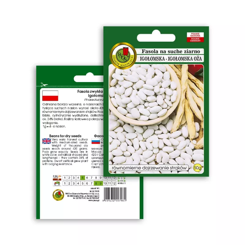 Seed packet Seklos LT PNOS — dry bean 'Igłomska' seeds, 50 g